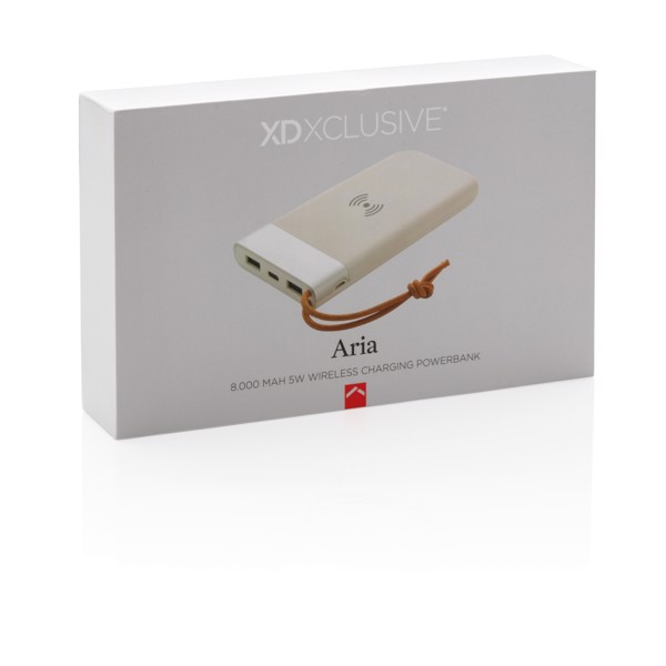 Aria powerbank 8000 mAh, 5W brezžično polnjenje - Bela