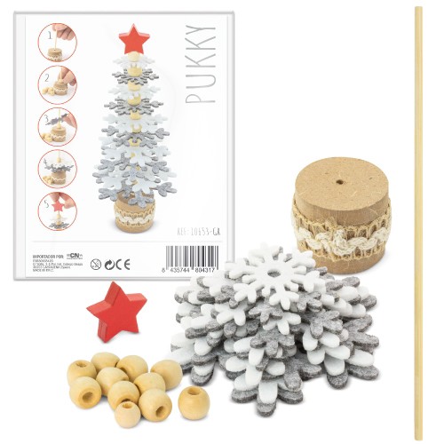 ARBOLITO DE NAVIDAD RPET Y MADERA RECICLADA "PUKKY" - Gris