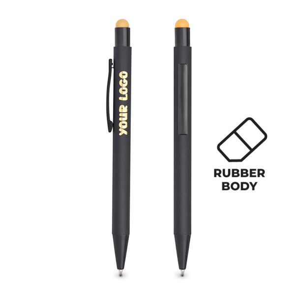 Esferográfica Em Alumínio, Touch Colorido - Dourado