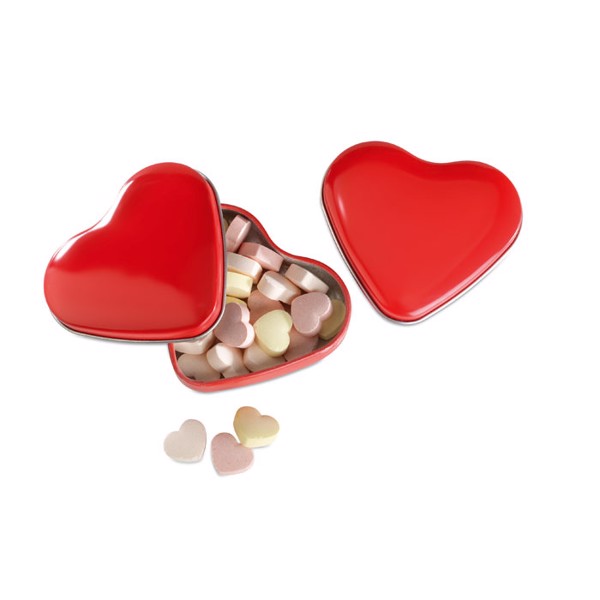 Heart tin box with candies Lovemint - Red