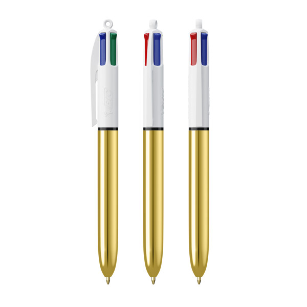 BIC® 4 Couleurs® Shine ballpen - Blanc/Or