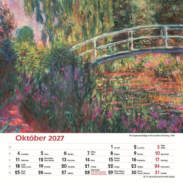 Nástenný Kalendár Claude Monet Štvorec 2027