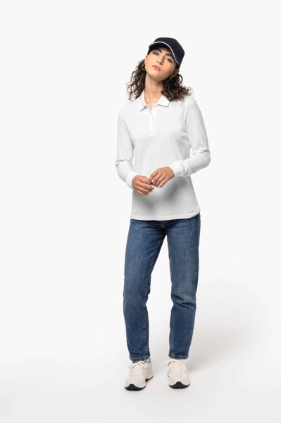 Ladies’ Organic 180 Piqué Polo Shirt Long Sleeves - White / M
