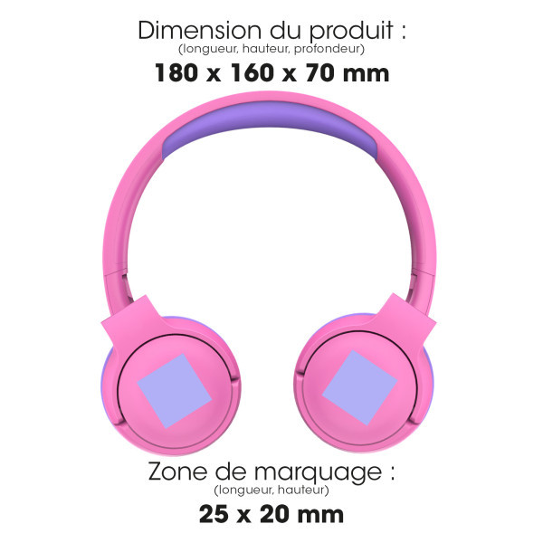 SETSUKO - CASQUE KIDS SANS FIL BLUETOOTH ROSE ET VIOLET