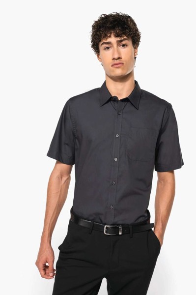 Men's Short-Sleeved Cotton Poplin Shirt - White / M