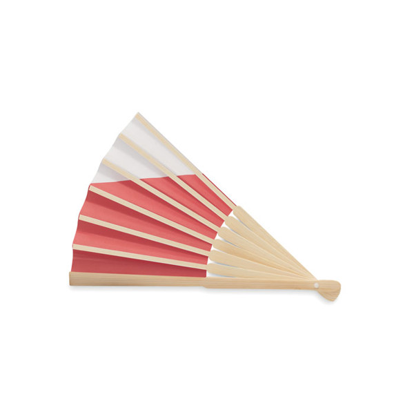 Funfan manual hand fan, bamboo, paper fabric - White
