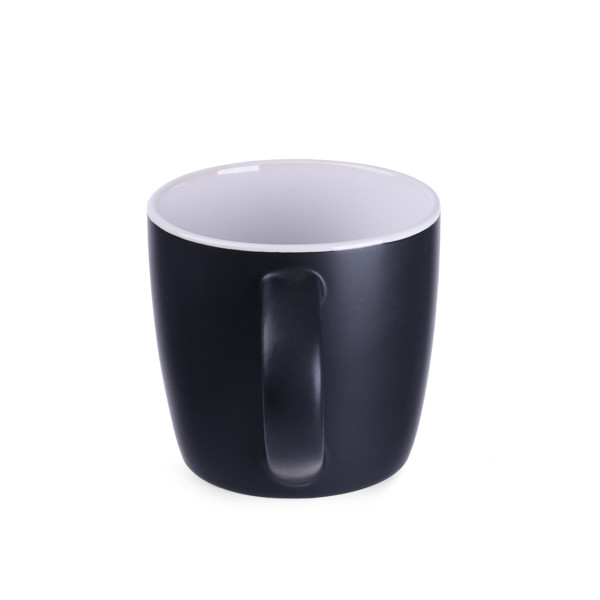 Handy ceramic mug, 92 mm height, 85 mm diameter - Black / White