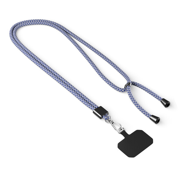 Crossbody, trendy 2-tone cord phone holder made of polyester - White / Dark Azure Blue / Black accessories