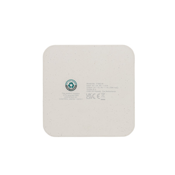 RCS recycled plastic 10W Wireless charger with USB Ports - White