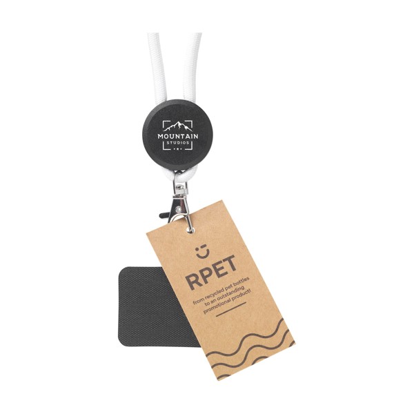 Lace Lanyard GRS RPET 0,5 cm cordelière téléphonique - blanc