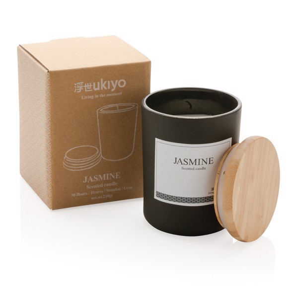 Ukiyo deluxe scented candle with bamboo lid - Black