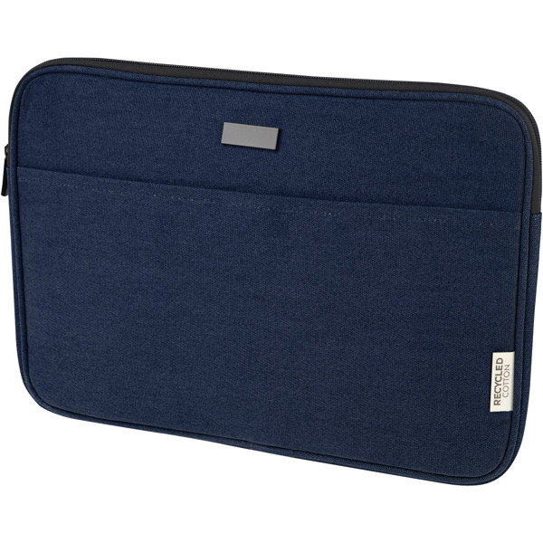 Housse pour ordinateur portable Joey de 2 L en toile recyclée GRS 14 pouces - Marine