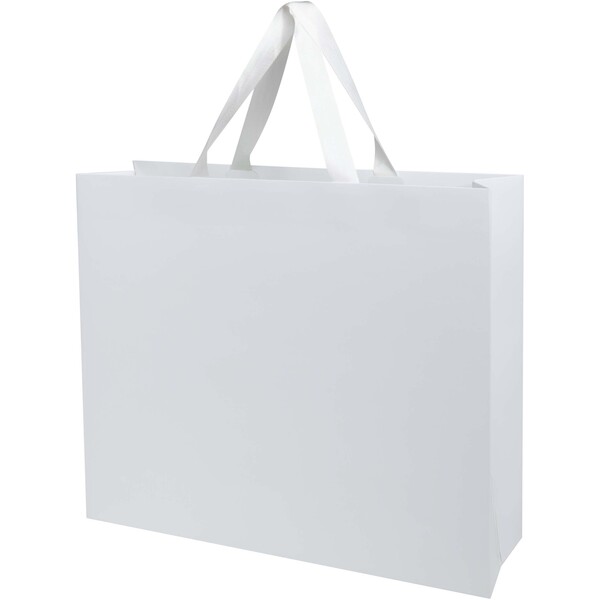Smartfold 230 g/m2 paper bag with ribbon handles and matt lamination -  42 x 12 x 35 cm - White