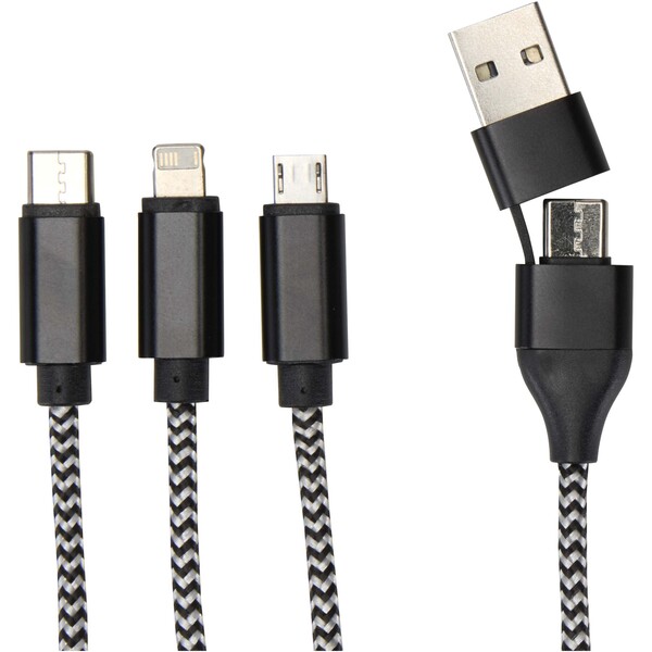 Alphecca recycled aluminium and RPET 5-in-1 charging cable