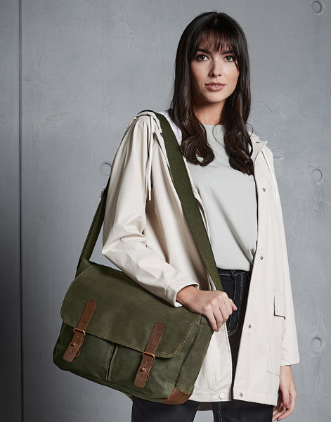 Heritage Waxed Canvas Messenger - Olive Green / ONE SIZE
