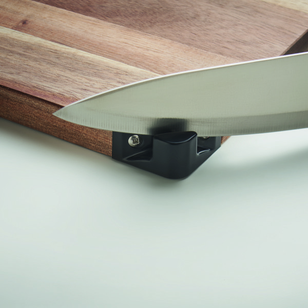 Acalim cutting board, acacia wood, knife sharpener