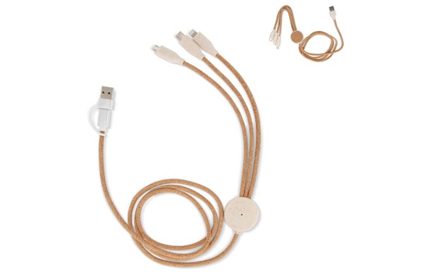 Cork 3 in 1 PD charging &amp; data cable - Nature