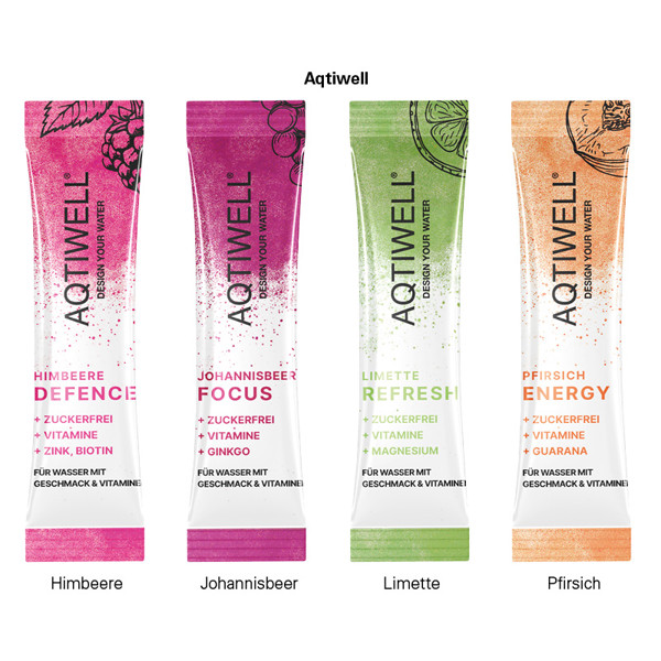 Werbekarte Midi, Aqtiwell® DEFENCE | 1 Stick Aqtiwell® DEFENCE Himbeere, 2 g