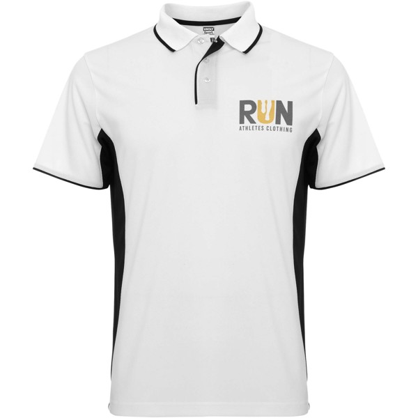 Montmelo short sleeve unisex sports polo - White / Solid Black / S