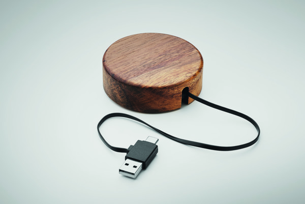 Acaless wireless charger, 15W, acacia wood