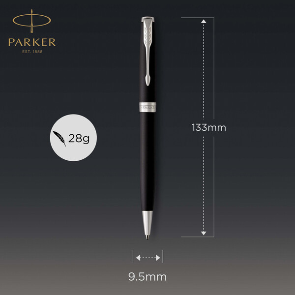 Parker SONNET Ballpoint Pen, Matte Black with Palladium Trim - Silver