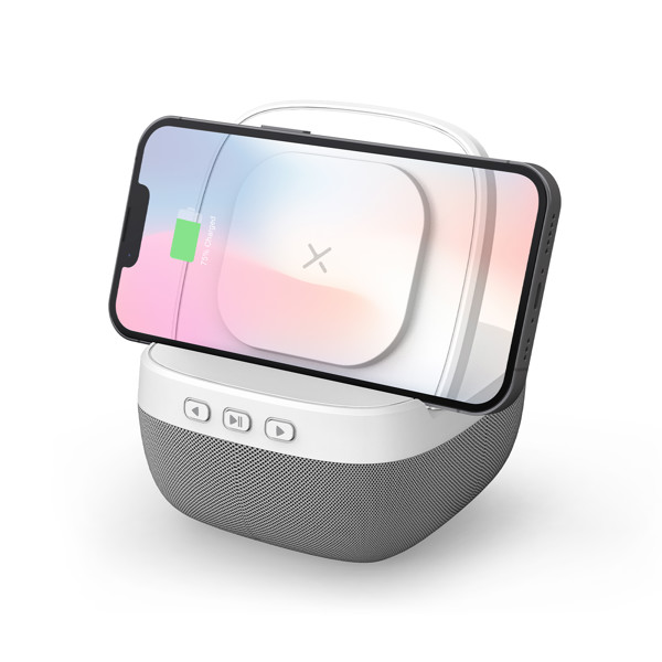 Bluetooth speaker with wireless charger - WHITE