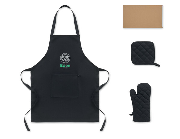 Recycled cotton kitchen set Gala Set - Black
