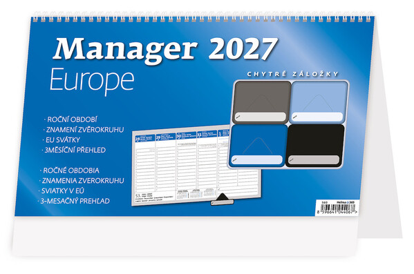 Plánovací stolní kalendář Manager Europe 2027