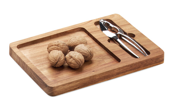 Acacia nut cracker set Nutplate