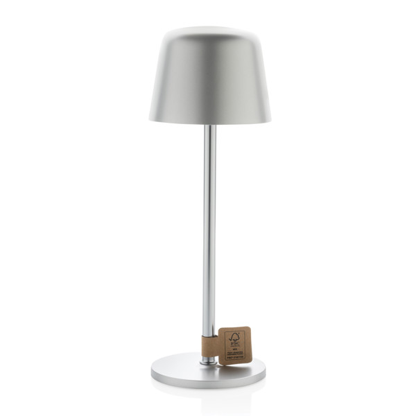 USB dobíjitelná stolní lampa Zenic z RCS recykl. plastu - Stříbrná