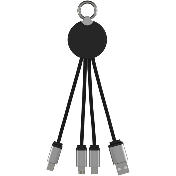 Câble rond 3-en-1 avec logo lumineux SCX.design C16 - Bleu / Noir