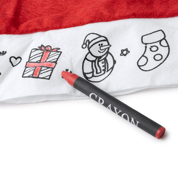 Personalizable kids' Santa hat with coloring strip