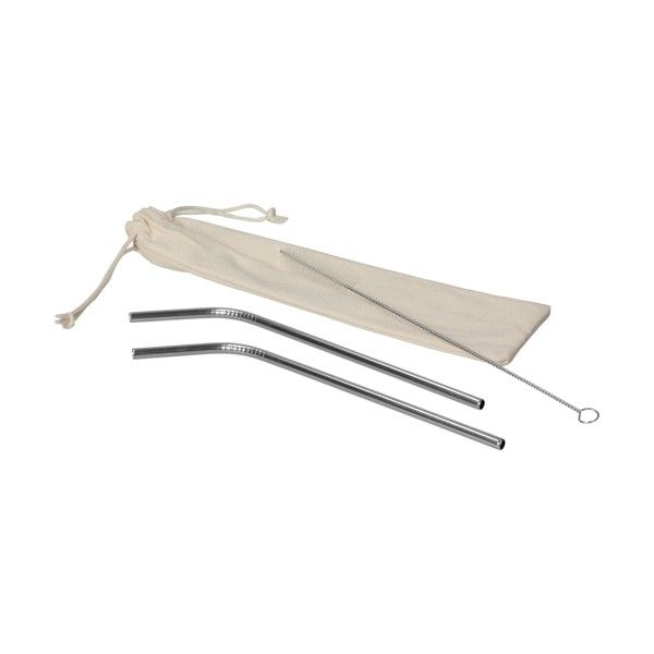 Strohhalm-Set "Steel" - Silber / Natur