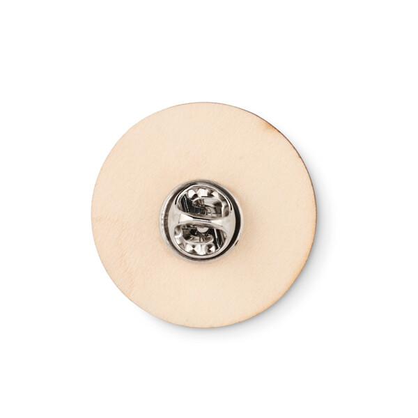 Round shape wooden lapel pin - Butterfly clutch / Tissue paper wrapping