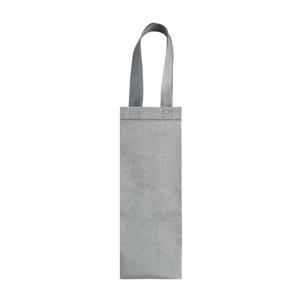 Non-Woven Glitter Laminated Bottle Holder - Silver