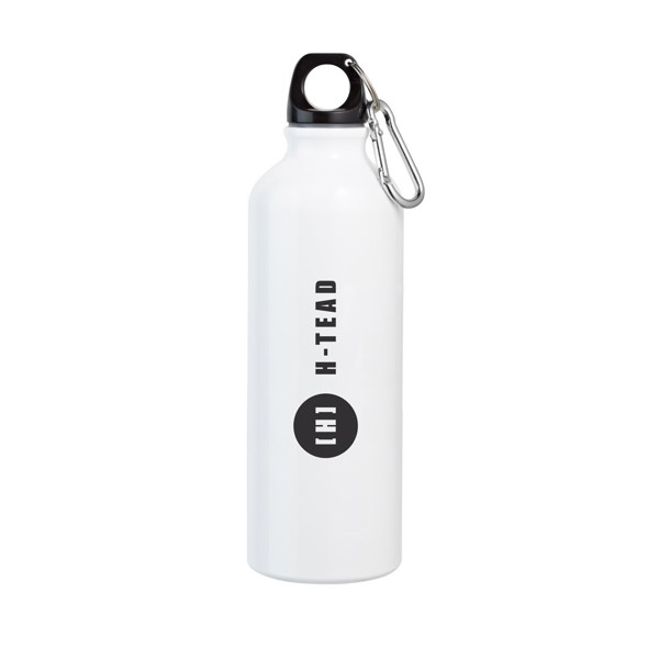 LANDSCAPE L. Aluminium sports bottle with carabiner 800 mL - White