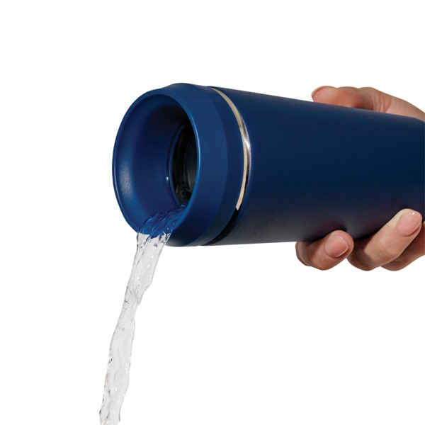 Mug 354 ml avec couvercle 360 en acier recyclé Topl - Bleu Marine