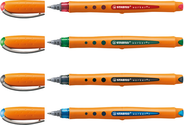 STABILO worker + Rollerball, orange/grün