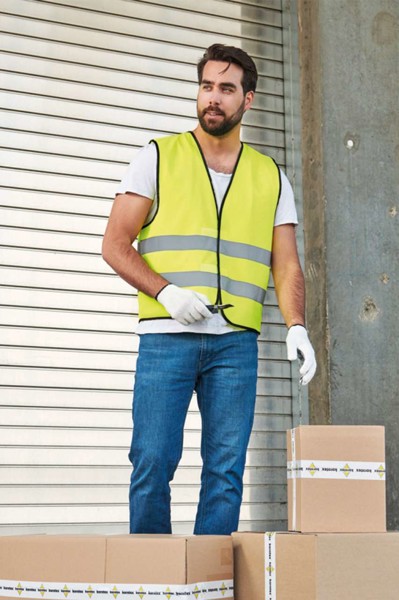 Safety Vest "Wolfsburg" - Black Hem - Yellow / XL