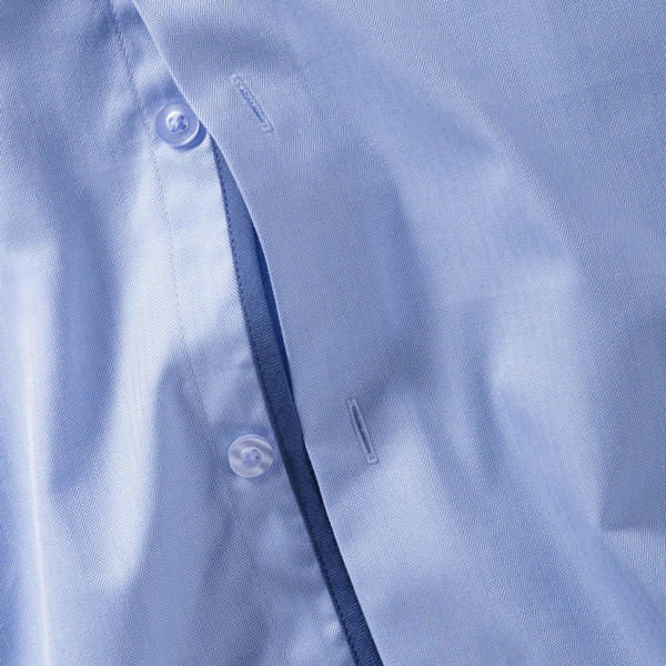 Tailored Contrast Herringbone ShirtLS - White / Silver / Convoy Grey / L