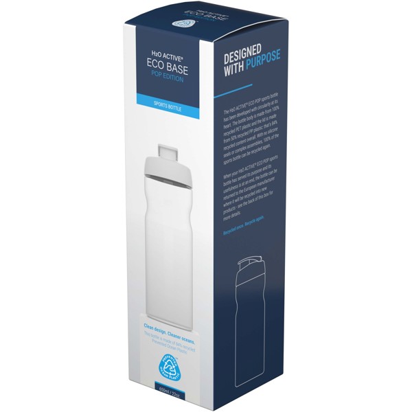 Športová fľaša H2O Eco 650 ml s flip-top viečkom - Uhľová / Jednofarebná čierna