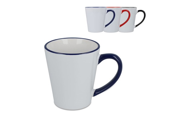 Mug subli Melbourne colored edge &amp; handle 300ml - White / Black