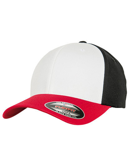 3-Tone Flexfit Cap - Red / White / Black / S/M