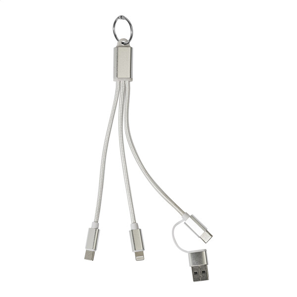 USB-Ladekabel mit Schlüsselanhänger Rafob - Silber