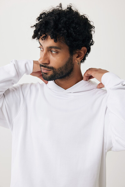 Mikina s kapucí a bočními kapsami Iqoniq Yengo z rec. bavlny - Recycled White / XXXL