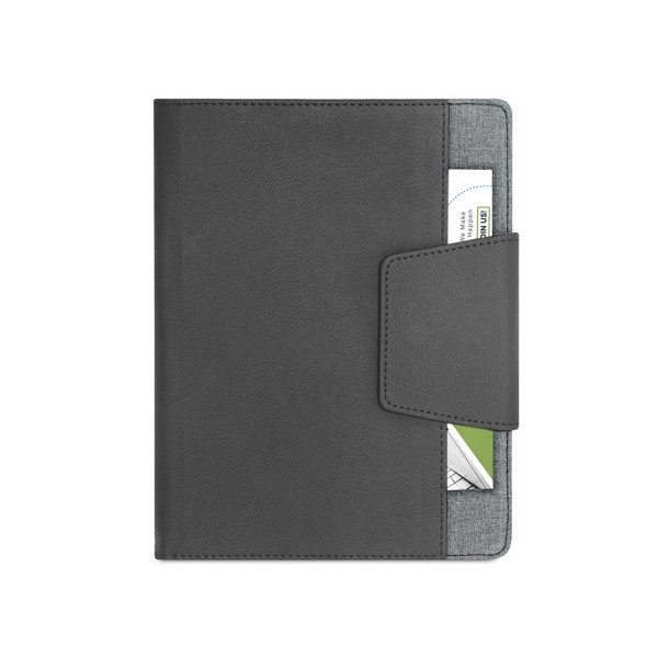 RUSSEL. Couverture en PU et tissu polyester avec bloc-notes A5 avec pages unies - Gris