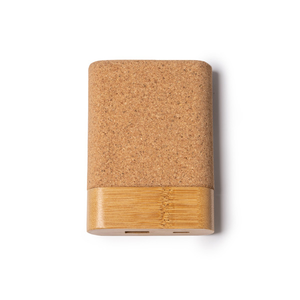 Personalised power bank in cork and bamboo 5000 mAh