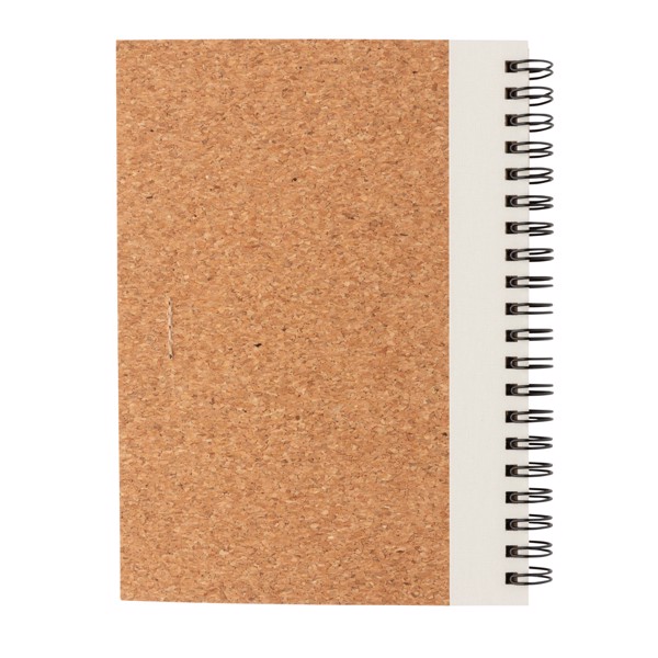 Cork spiral notebook with pen - White