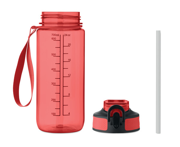 Sportdrinkfles 700ml Enkel - Transparant Rood