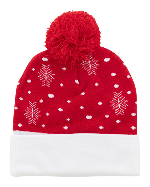 Karácsonyi LED-es téli sapka Norrsken, rénszarvas - Piros